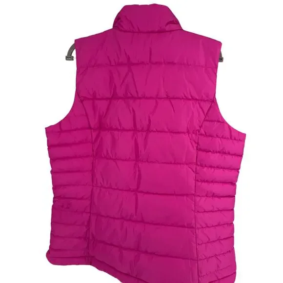 Lands End Down Goose Feather Hot Pink Fuschia Puffer Padded Vest Jacket Large - Picture 4 of 8